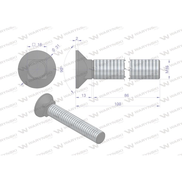 Śruba kpl. płużna podsadzana D 608 6081016100 | Exvi