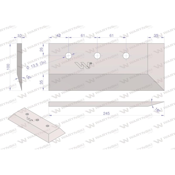 Lemiesz specjalny 100X245 Nóż Zagęszczarka 102310100 | Exvi