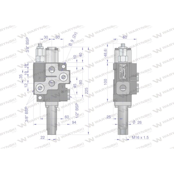 Rozdzielacz hydrauliczny 1-sekcyjny max ROZ40L/1L | Exvi