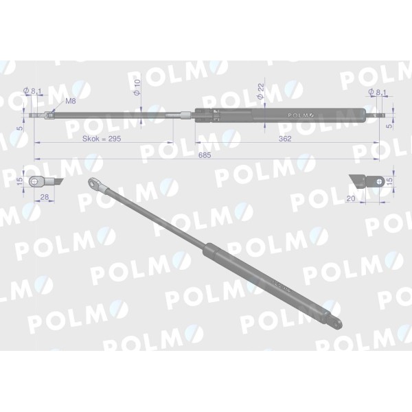 Siłownik sprężyna gazowa uniwersalna 84/01-566/4 | Exvi