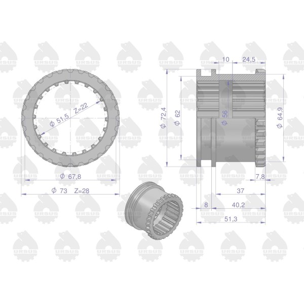 Tuleja sprzęgająca reduktora 2700374M1 1866557M2U | Exvi