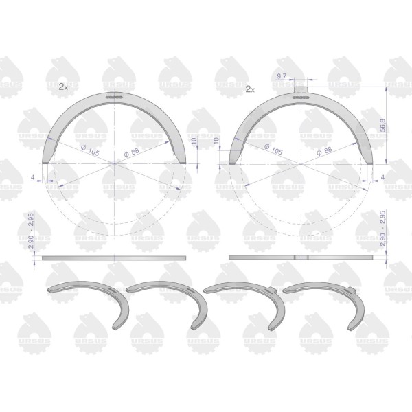Kpl. półpierścieni N-0,00 (nominalne) 9006062010U | Exvi