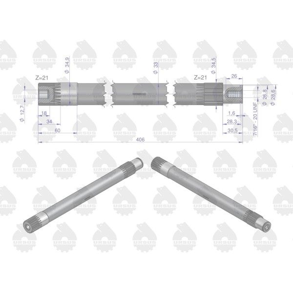 Wałek pierwszy WOM Z-21MF3 MF4 ORYGINAŁ 1868533M1U | Exvi