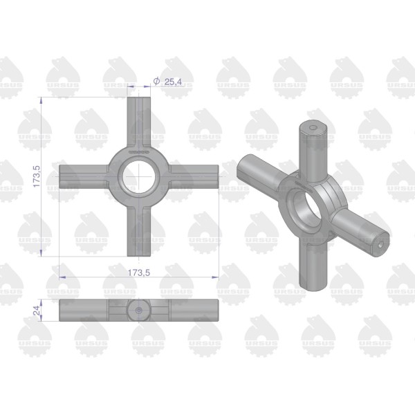 Krzyżak mechanizmu różnicowego 2746135M2 894302M1U | Exvi
