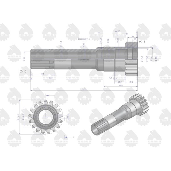 Wał mechanizmu wyważającego 743115M1 MF4 32/73-112/7 | Exvi