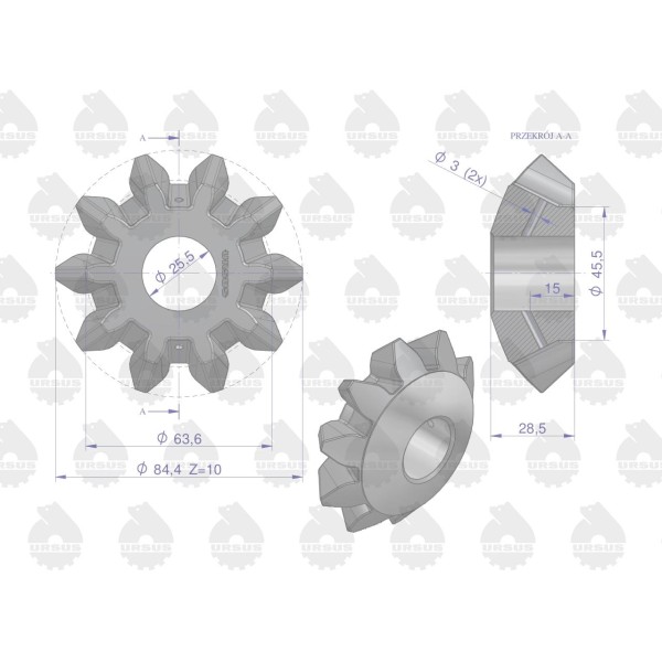 Satelita mechanizmu różnicowego 2746322M1 897725M1U | Exvi