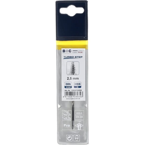 Wiertło 2.5 mm HSS-DIN338-G TURBO STEP 12020700250 | Exvi