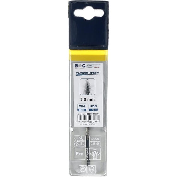Wiertło 3.0 mm HSS-DIN338-G TURBO STEP 12020700300 | Exvi