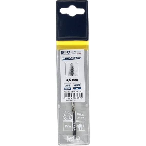 Wiertło 3.5 mm HSS-DIN338-G TURBO STEP 12020700350 | Exvi