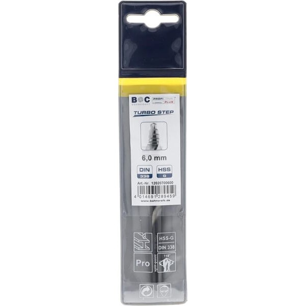 Wiertło 6.0 mm HSS-DIN338-G TURBO STEP 12020700600 | Exvi