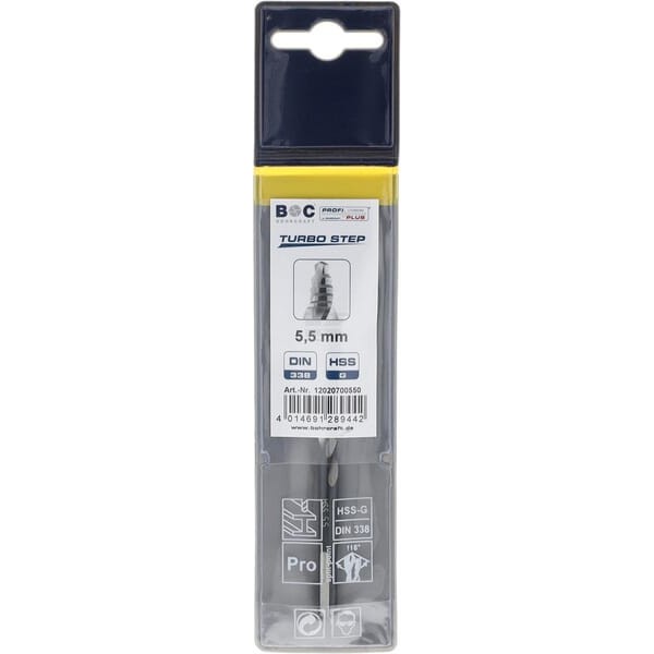 Wiertło 5.5 mm HSS-DIN338-G TURBO STEP 12020700550 | Exvi