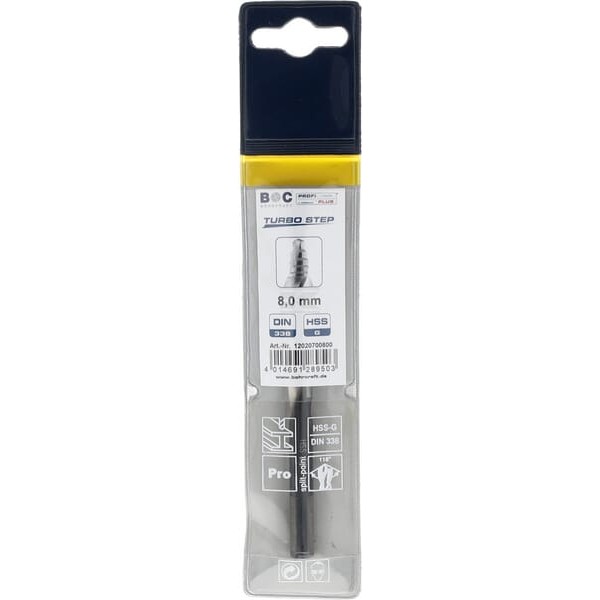 Wiertło 8.0 mm HSS-DIN338-G TURBO STEP 12020700800 | Exvi