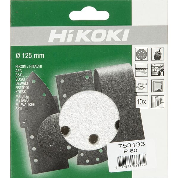 Krążek ścierny na rzep Ø125 mm K80 10 szt. 753133 | Exvi