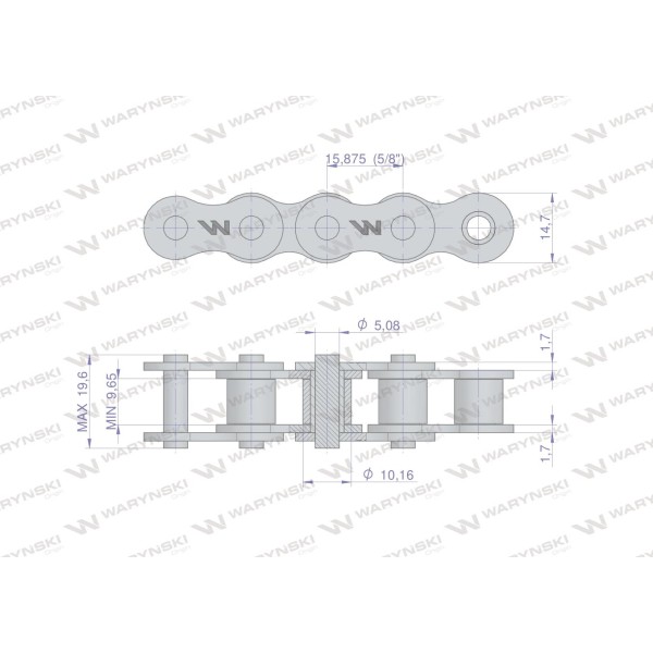 Łańcuch rolkowy 10B-1 (R1 5/8) Waryński L10B1-25M | Exvi