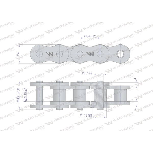 Łańcuch rolkowy 16AH-1 ANSI A 80H (R1 1) L16AH1-10M | Exvi