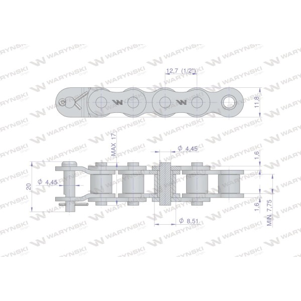 Łańcuch rolkowy 08B-1-40Ps + półogniwo L08B1-41PS | Exvi