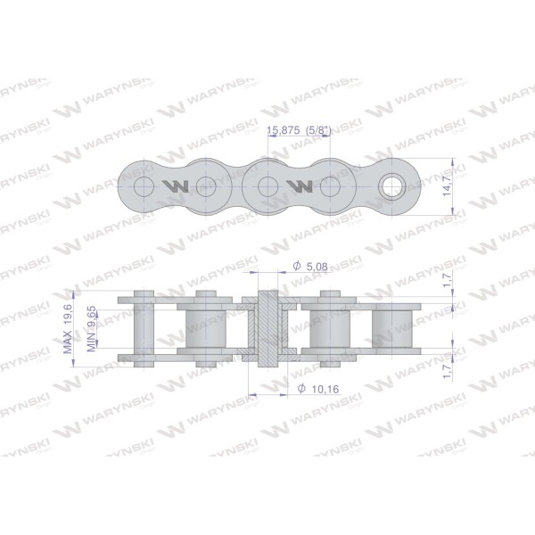 Łańcuch rolkowy 10B-1-118Ps napędu L10B1-118PS | Exvi