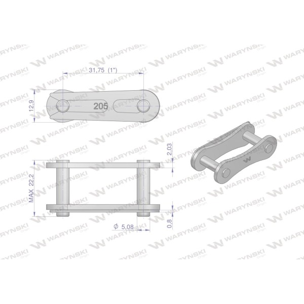 Zamek łańcucha 2050 210A (R1 1.1/4) Waryński Z210A | Exvi