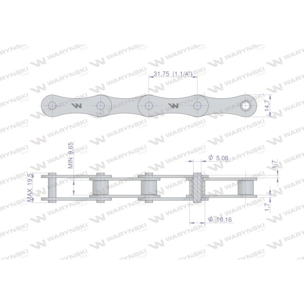 Łańcuch rolkowy 210B (R1 1.1/4) 5 m Waryński L210B | Exvi
