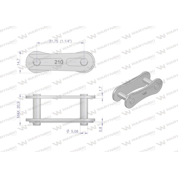 Zamek łańcucha 210B (R1 1.1/4) Waryński Z210B | Exvi