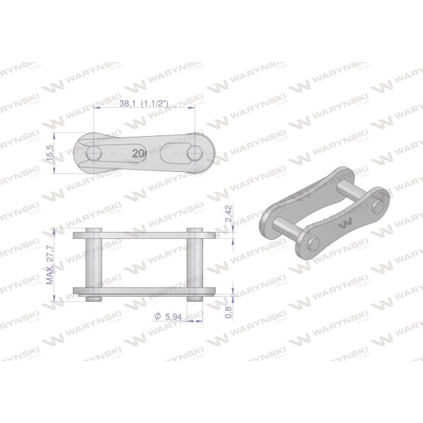 Zamek łańcucha 2060 212A (R1 1.1/2) Waryński Z212A | Exvi