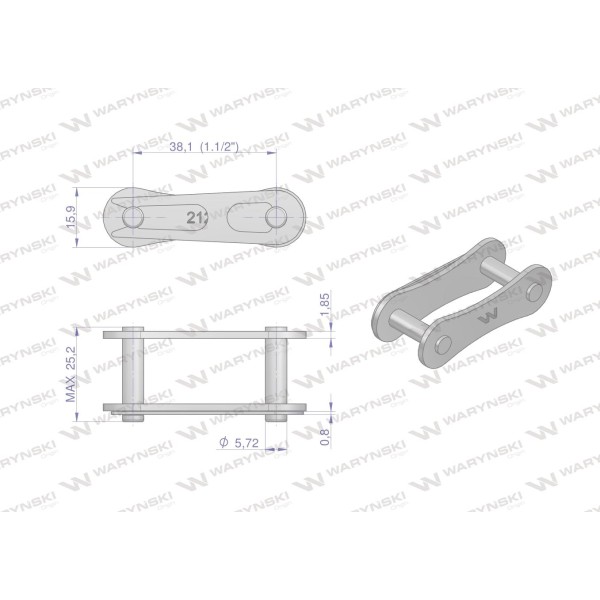 Zamek łańcucha 212B (R1 1.1/2) Waryński Z212B | Exvi