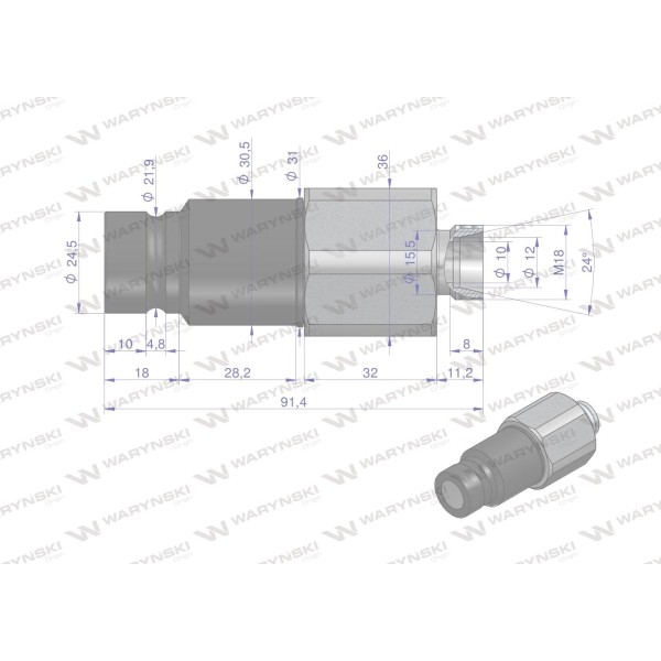 Szybkozłącze hydrauliczne suchoodcinające WIFM18SZ | Exvi