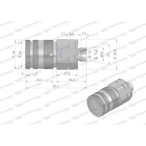 Szybkozłącze hydrauliczne suchoodcinające WIFM18MZ | Exvi