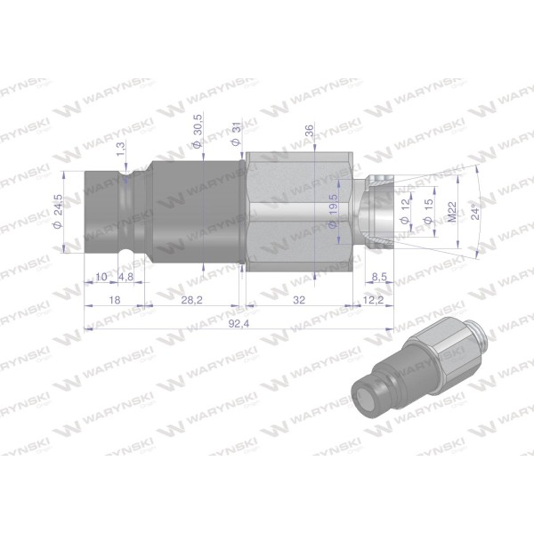 Szybkozłącze hydrauliczne suchoodcinające WIFM22SZ | Exvi