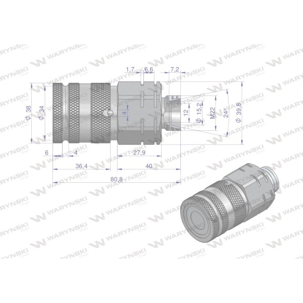 Szybkozłącze hydrauliczne suchoodcinające WIFM22MZ | Exvi