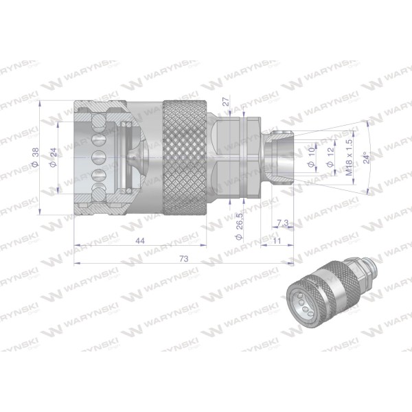 Szybkozłącze hydrauliczne gniazdo WIAM18MZ-PPE | Exvi