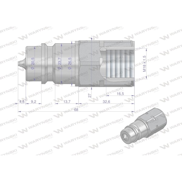 Szybkozłącze hydrauliczne wtyczka WIAM18SWE | Exvi