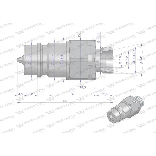 Szybkozłącze hydrauliczne wtyczka WIAM18SZE | Exvi