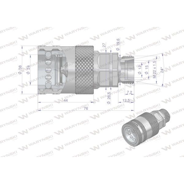 Szybkozłącze hydrauliczne gniazdo WIAM22MZ-PPE | Exvi