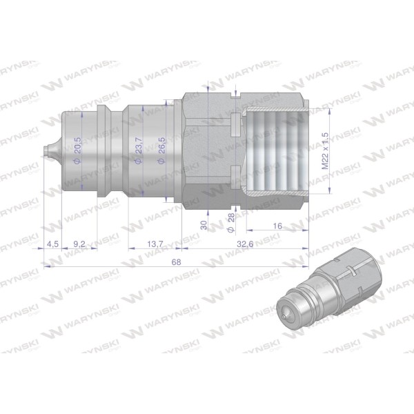 Szybkozłącze hydrauliczne wtyczka WIAM22SWE | Exvi