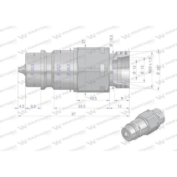 Szybkozłącze hydrauliczne wtyczka WIAM22SZE | Exvi