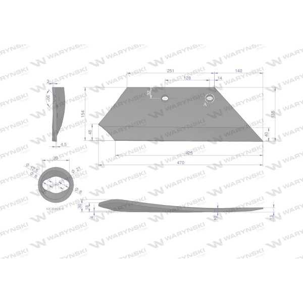 Lemiesz prawy 16" Overum Pług stal borowa 94600 | Exvi