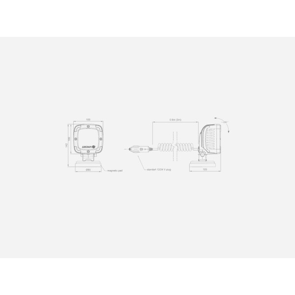 Lampa robocza aluminiowa 9-diodowa 2800Lm DIO008D | Exvi
