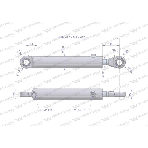 Cylinder hydrauliczny - siłownik SH2P32H250Z | Exvi