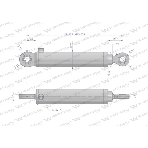 Cylinder hydrauliczny - siłownik SH1P50H250Z | Exvi