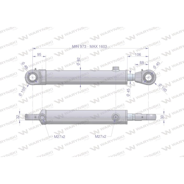Cylinder hydrauliczny - siłownik SH2P45H630Z | Exvi