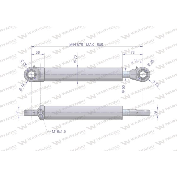 Cylinder hydrauliczny - siłownik SH1P50H630Z | Exvi