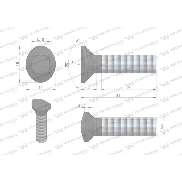 Śruba kpl. redliczkowa półokrągła M8x33 mm 243880833 | Exvi