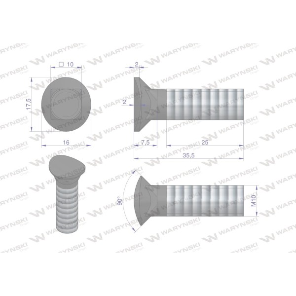 Śruba kpl. redliczkowa półokrągła M10x35 243881035 | Exvi