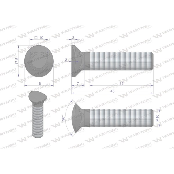 Śruba kpl. redliczkowa półokrągła M10x45 243881045 | Exvi