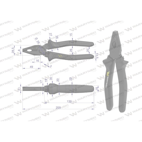 Szczypce uniwersalne 200 mm Waryński WMP003 | Exvi