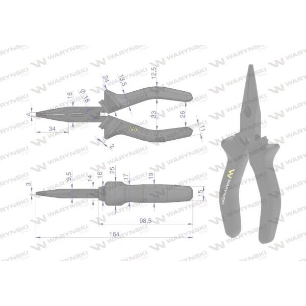 Szczypce wydłużone proste 160 mm Waryński WMP004 | Exvi