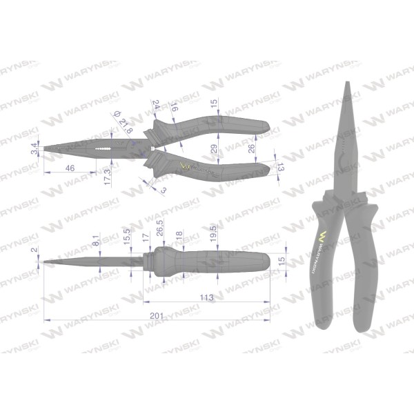 Szczypce wydłużone proste 200 mm Waryński WMP006 | Exvi