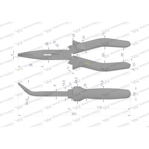 Szczypce wydłużone wygięte 200 mm Waryński WMP011 | Exvi