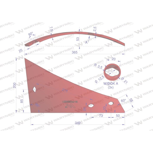 Pierś prawa trzyotworowa WY400 zastosowanie PK800501 | Exvi